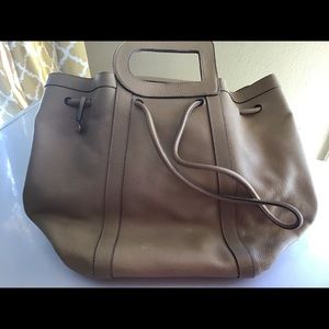 Delvaux leather handbag beige pre owned